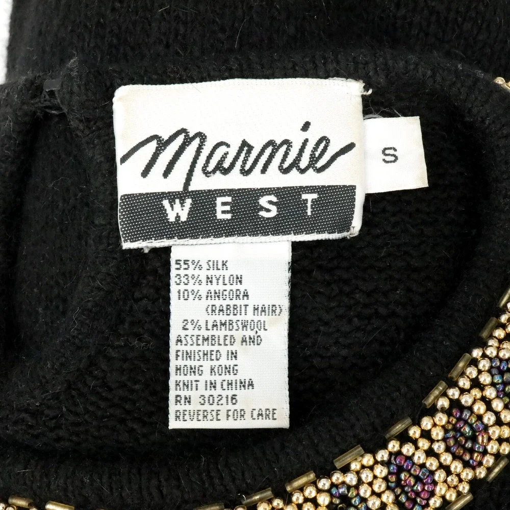Marnie West Sweater Womens Small Silk Blend Beads Sequins Pullover Ugly Vintage